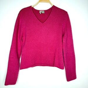 Vintage Twiggy V-Neck Sweater‎ Mohair Blend Womens Sz L Pink Long Sleeve Knit